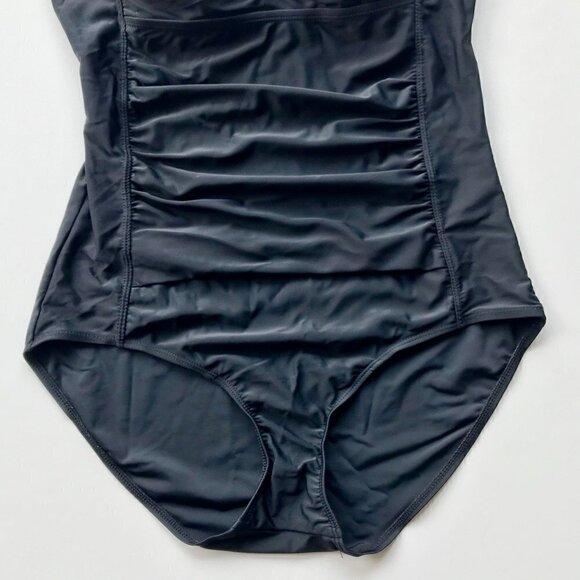 CHRISTINA Flattering Black One-piece Ruching Tummy Control high-cut leg, bra 16D - Picture 7 of 16